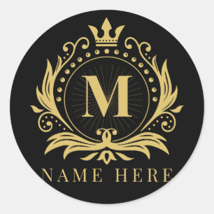 Initial-M-Floral-Letter für benutzerdefinierte Mon Runder Aufkleber