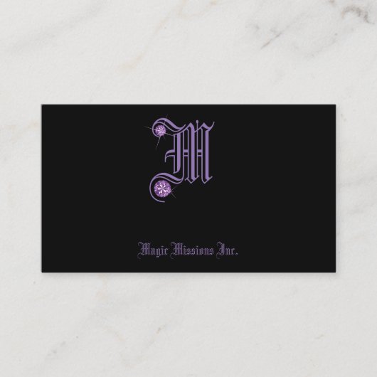 Initial M Lila Kristall Jewelers Business Card Visitenkarte (Vorderseite)