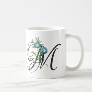 Initial M, Vintag Morning Glory Coffee Tasse