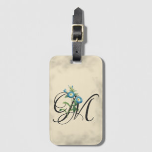 Initial M, Vintag Morning Glory Luggage Tag Gepäckanhänger