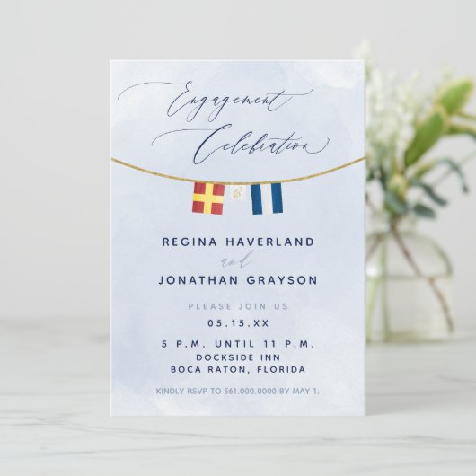Initial "Maritime Flag" — Nautical Engagement Part Einladung (Stehend Vorderseite)