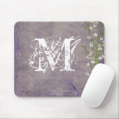 Initial-Maus-Pad für die Blume "Lace Monogram" Mousepad (Mit Mouse)