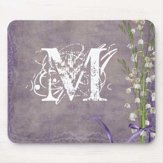 Initial-Maus-Pad für die Blume "Lace Monogram" Mousepad (Vorne)