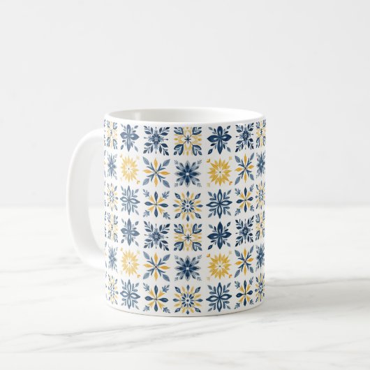 Initial Mediterranean Floral Tile-Style Pattern Kaffeetasse (Vorderseite Links)