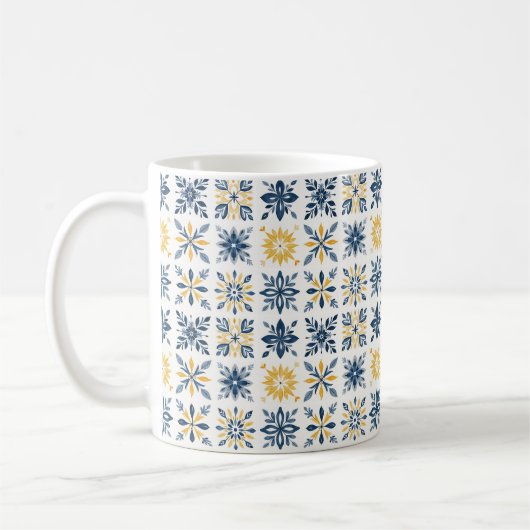 Initial Mediterranean Floral Tile-Style Pattern Kaffeetasse (Links)