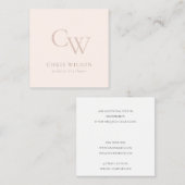 Initial minimales schlichtes rosa Monogramm Quadratische Visitenkarte (Vorne/Hinten)