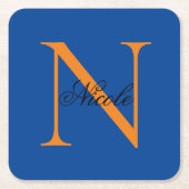 Initial Mit Monogramm handgeschriebener Eigenname  Rechteckiger Pappuntersetzer (Vorderseite)