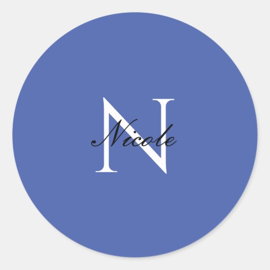 Initial Mit Monogramm handgeschriebener Eigenname Runder Aufkleber (Vorderseite)