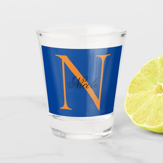 Initial Mit Monogramm handgeschriebener Eigenname Schnapsglas (Vorderseite)