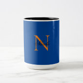 Initial Mit Monogramm handgeschriebener Eigenname  Zweifarbige Tasse (Mittel)