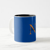 Initial Mit Monogramm handgeschriebener Eigenname  Zweifarbige Tasse (Vorderseite Links)