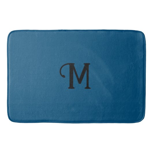 Initial Monogram Agate Blue Jewel Tone Solid Color Badematte (Vorderseite)