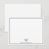 Initial Monogram Black Double Border Professional Mitteilungskarte (Vorne/Hinten)