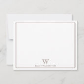 Initial Monogram Dark Brown Border Professional Mitteilungskarte (Vorderseite)