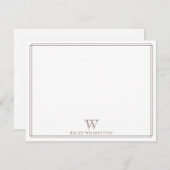 Initial Monogram Dark Brown Border Professional Mitteilungskarte (Vorne/Hinten)