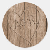 Initial Monogram-Echtholzaufkleber Runder Aufkleber (Vorderseite)