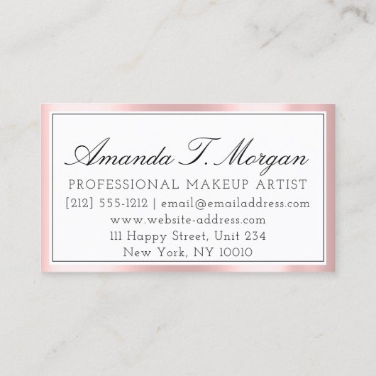 Initial Monogram Event Planner Pink Gerahmt Weiß Visitenkarte (Rückseite)