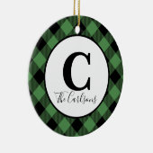 Initial Monogram Foto Green Black Buffalo Kariert Keramik Ornament (Rechts)