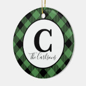 Initial Monogram Foto Green Black Buffalo Kariert Keramik Ornament (Links)