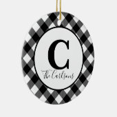 Initial Monogram Foto Schwarz-weiß Buffalo Kariert Keramik Ornament (Rechts)