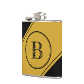 Initial Monogram Geometric Diagonal Black Gold Flachmann (Links)