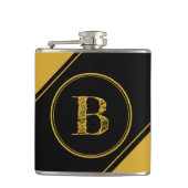Initial Monogram Geometric Diagonal Black Gold Flachmann (Vorderseite)