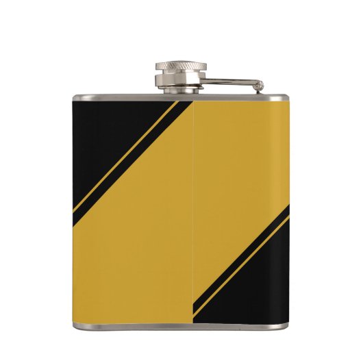 Initial Monogram Geometric Diagonal Black Gold Flachmann (Rückseite)