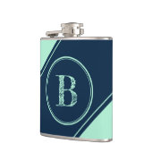 Initial Monogram Geometric Diagonal Blue Mint Flachmann (Links)