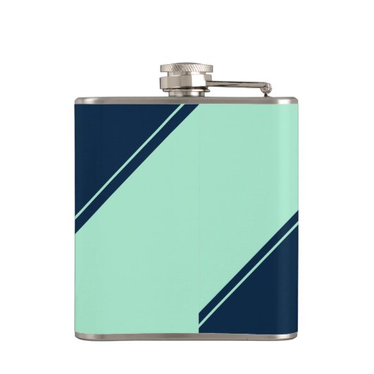 Initial Monogram Geometric Diagonal Blue Mint Flachmann (Rückseite)