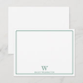 Initial Monogram Hunter Green Modern Border Mitteilungskarte (Vorne/Hinten)