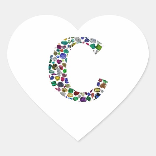 Initial Monogram Letter C Trendy Herz-Aufkleber (Vorderseite)