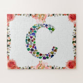 Initial Monogram Letter C Trendy Puzzle (Horizontal)
