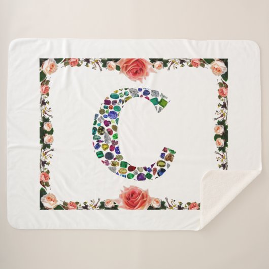 Initial Monogram Letter C Trendy Sherpadecke (Vorderseite (Horizontal))