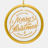 Initial Monogram M Christmas - Gold, Teal & Blue Keramik Ornament (Hinten)