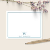 Initial Monogram Ocean Blue Border Beruflich Mitteilungskarte