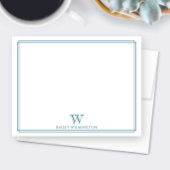 Initial Monogram Ocean Blue Border Beruflich Mitteilungskarte