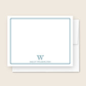 Initial Monogram Ocean Blue Border Beruflich Mitteilungskarte