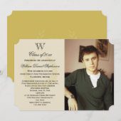 Initial Monogram Yellow Gold Foto Abschluss Einladung (Vorne/Hinten)