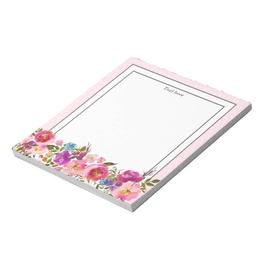 Initial-Monogramm, Aquarellfarben-Blume Notizblock (Rotiert)