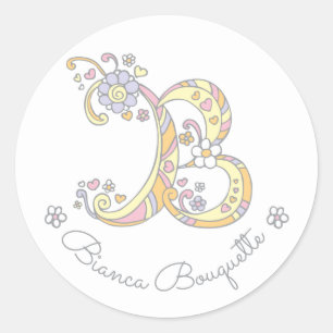 Initial-Monogramm-B-individuelle Name-ID-Aufkleber Runder Aufkleber