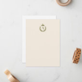 Initial Monogramm des eleganten botanischen Pendan Mitteilungskarte (Vorderseite/Rückseite Beispiel)