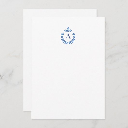 Initial Monogramm des eleganten botanischen Pendan Mitteilungskarte (Vorne/Hinten)