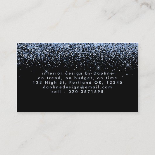 Initial monogramm des modernen Glitzer in Schwarz/ Visitenkarte (Rückseite)