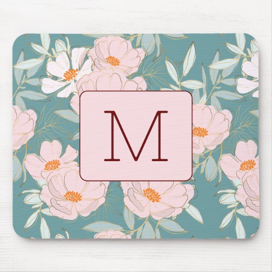 Initial monogramm Elegant farbenfroh blau pink Mousepad (Vorne)