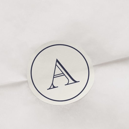 Initial Monogramm für Creme und Navy Blue Block Runder Aufkleber