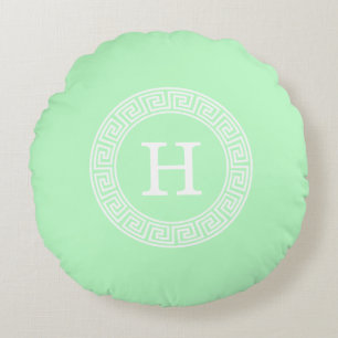 Initial-Monogramm für den kleinen weißen griechisc Rundes Kissen