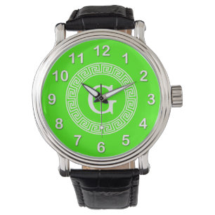 Initial-Monogramm für den Lime Green Wt griechisch Armbanduhr