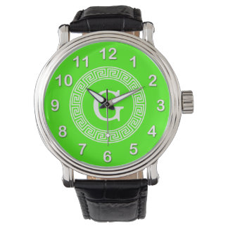 Initial-Monogramm für den Lime Green Wt griechisch Armbanduhr