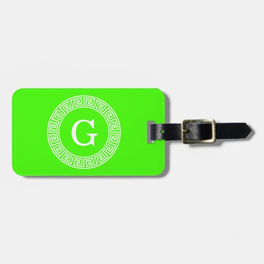 Initial-Monogramm für den Lime Green Wt griechisch Gepäckanhänger (Vorderseite horizontal)