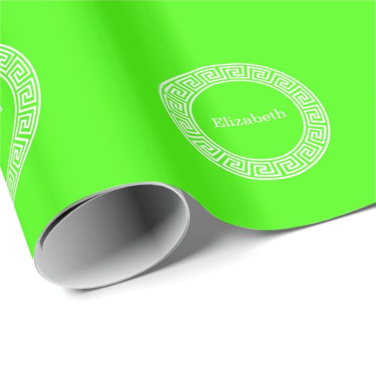 Initial-Monogramm für den Lime Green Wt griechisch Geschenkpapier (Rolleneckpunkt)